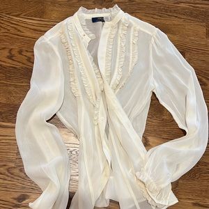 100% silk button down blouse Never Worn Ralph Lauren